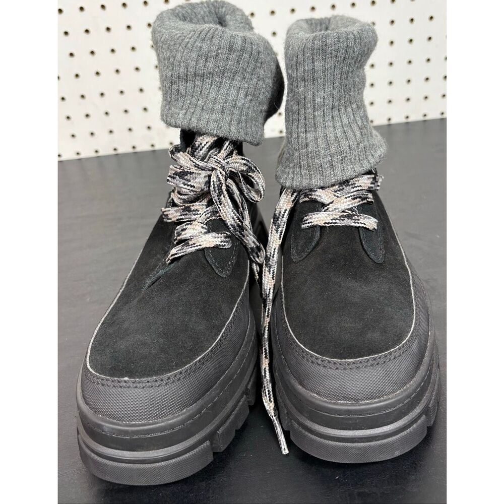 UGG WOMANS BLACK ASHTON HIKER LACE UP WATERPROOF SUEDE KNIT BOOTS SIZE 10 - Picture 6 of 11